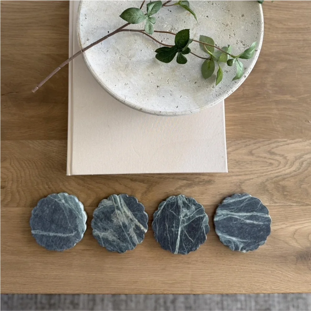 4pc Scallop Marble Coaster Set - Threshold designed with Studio McGee